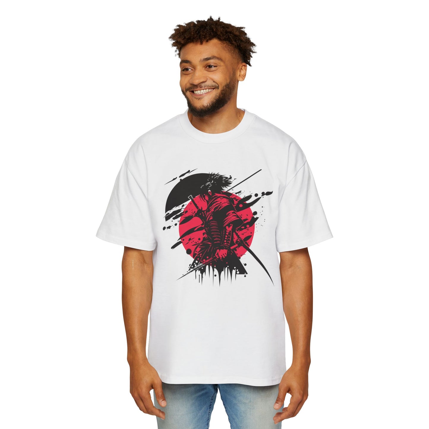 Men's Oversized Graphic Tee - Samurai Desing