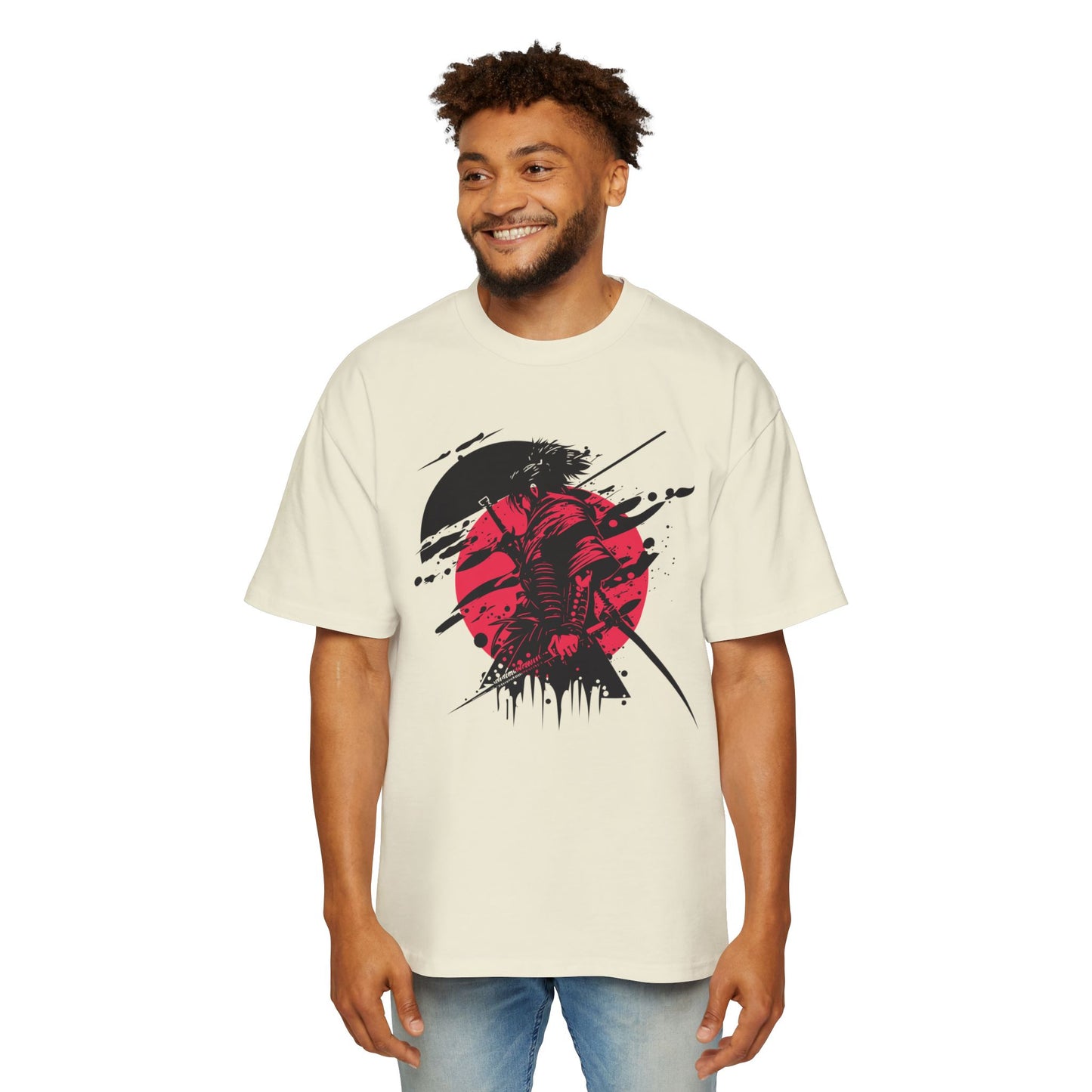 Men's Oversized Graphic Tee - Samurai Desing