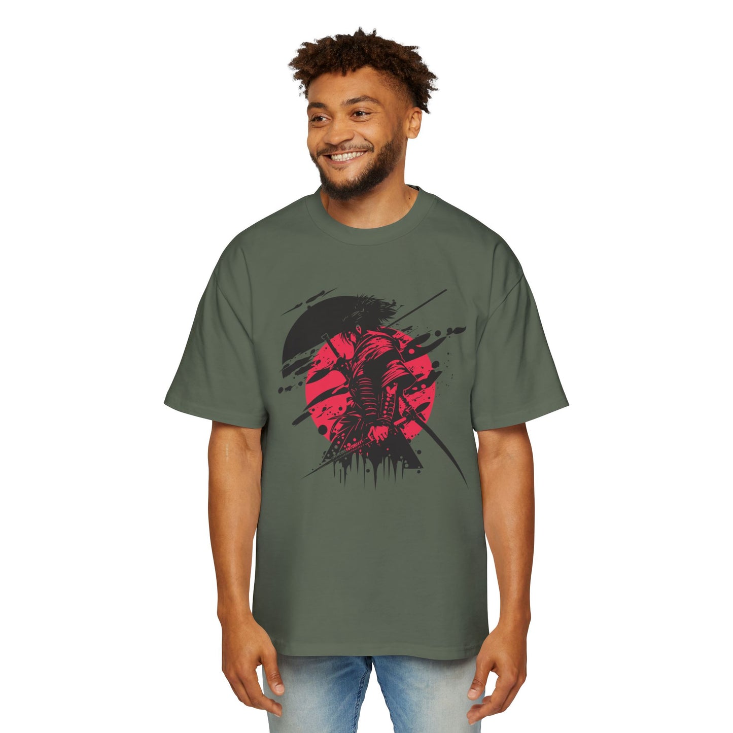 Men's Oversized Graphic Tee - Samurai Desing