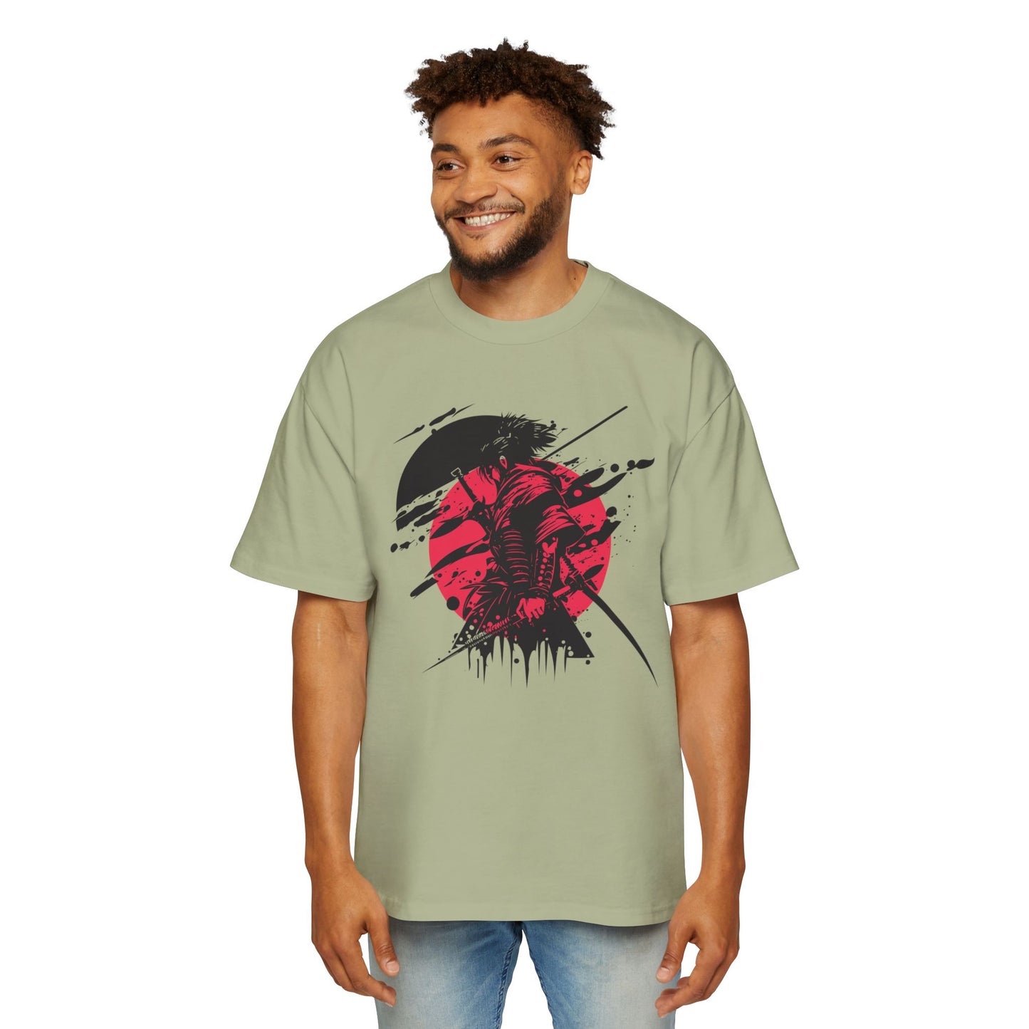 Men's Oversized Graphic Tee - Samurai Desing