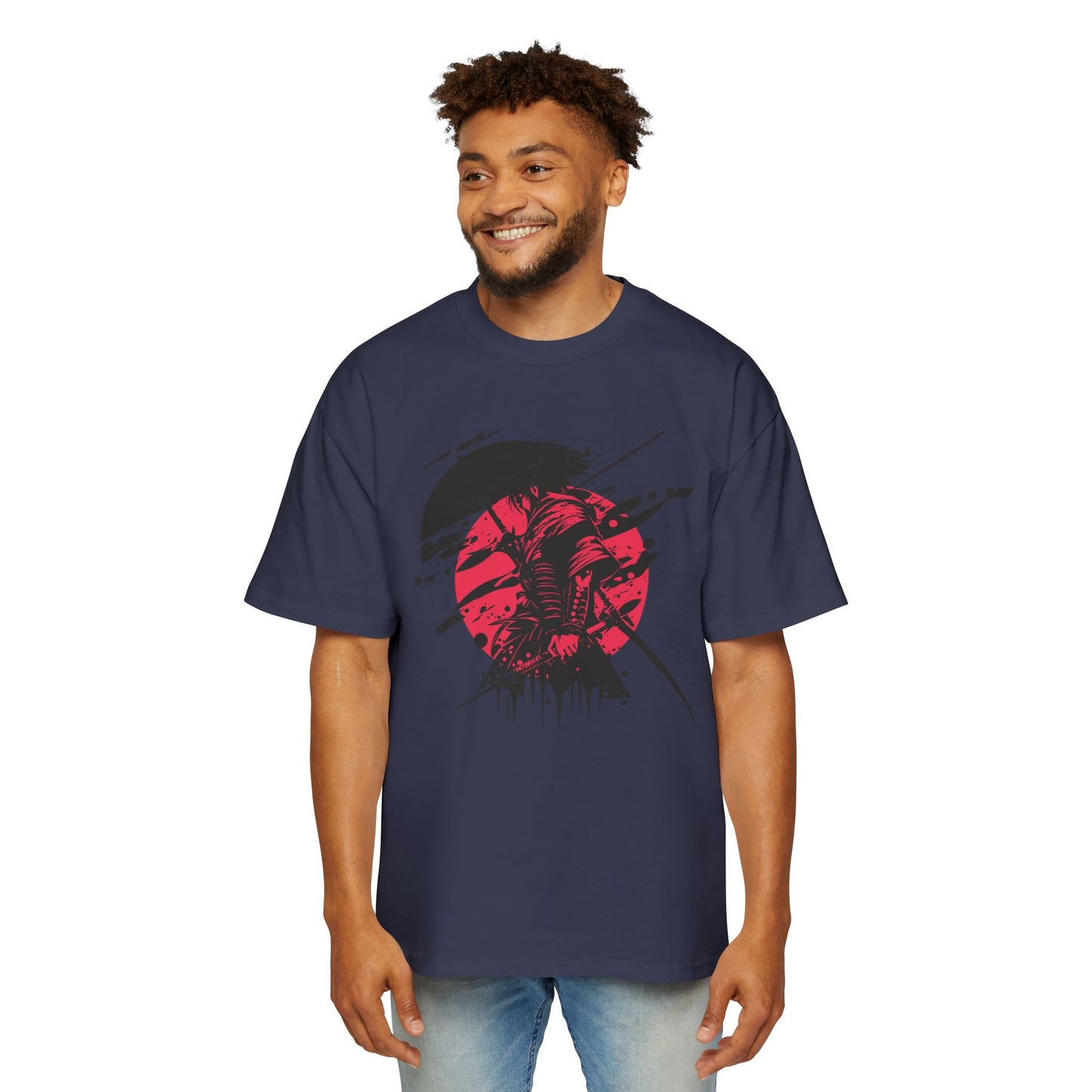 Men's Oversized Graphic Tee - Samurai Desing