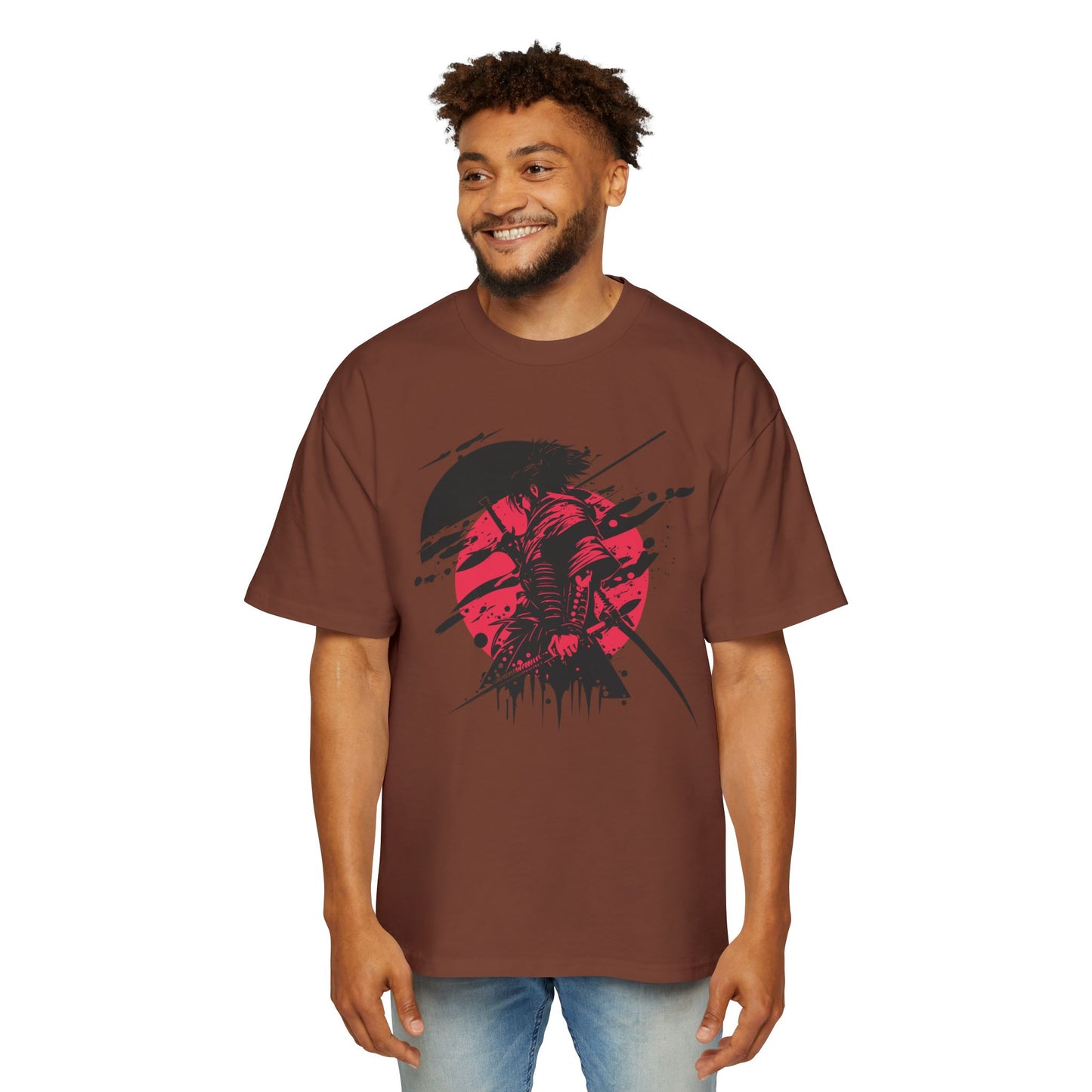 Men's Oversized Graphic Tee - Samurai Desing