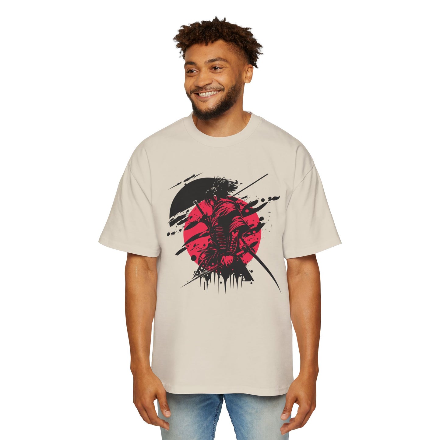 Men's Oversized Graphic Tee - Samurai Desing