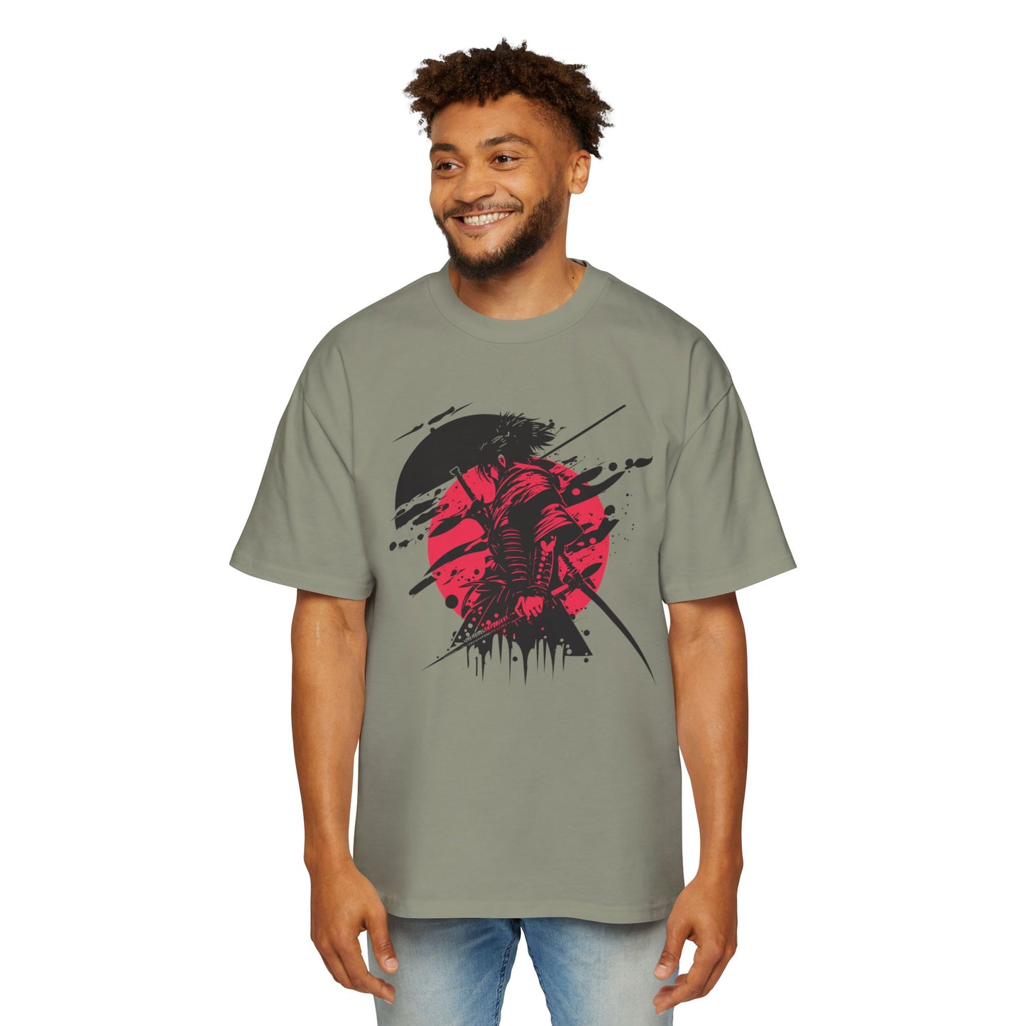 Men's Oversized Graphic Tee - Samurai Desing